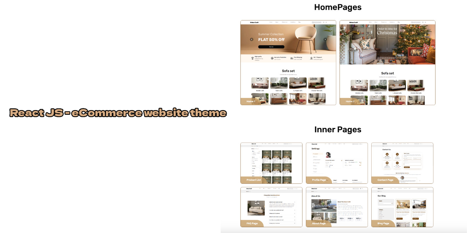 Urban craft - React js eCommerce Website Theme by Np2210 | Codester