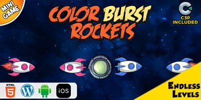Color Burst Rockets - HTML5 Construct 3 Game 
