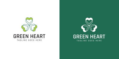 Green Heart Logo Template Design