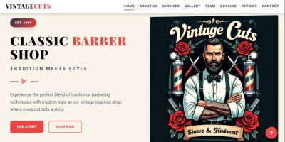 VintageCutz – Barber Shop HTML Template