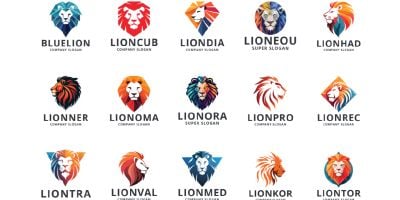 Lion Logo Pack - 15 Unique Vector Lion Head Logo