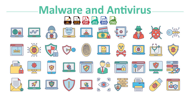Malware and Antivirus Icons 