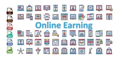 Online Earning Vector Icons 