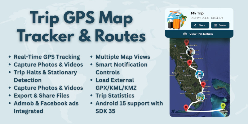 Trip GPS Map Tracker Routes with AdMob Ads Android
