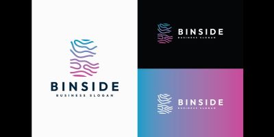 Binside Letter B - Abstract Digital Data Wave Logo