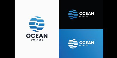 Ocean Letter O - Abstract Global Connection & 
