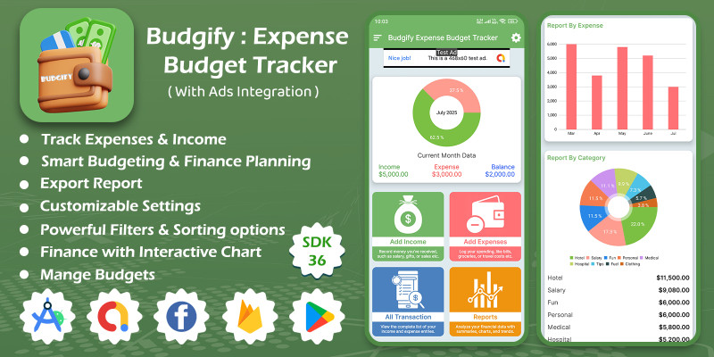 Budgify - Expense Budget Tracker - Android App Tem