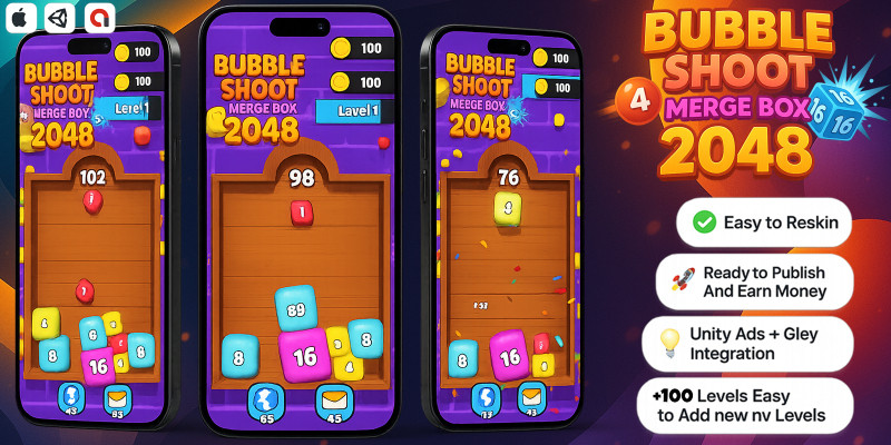 Bubble Shoot Merge Box 2048 - Unity