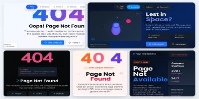 Modern 404 UI Kit – 5 Stylish Error Pages