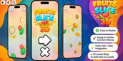 Fruits slice 3d - Casual Mobile Unity Game