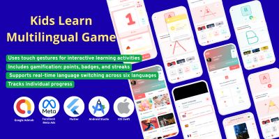 Kids Learn Multilingual Game App - Flutter