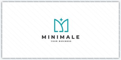 Minimale Letter M Star Logo