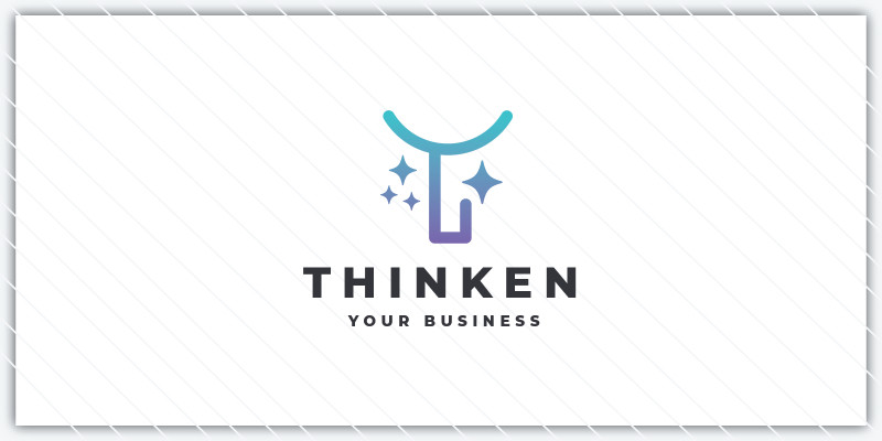 Thinken Abstract T Sparkle Logo