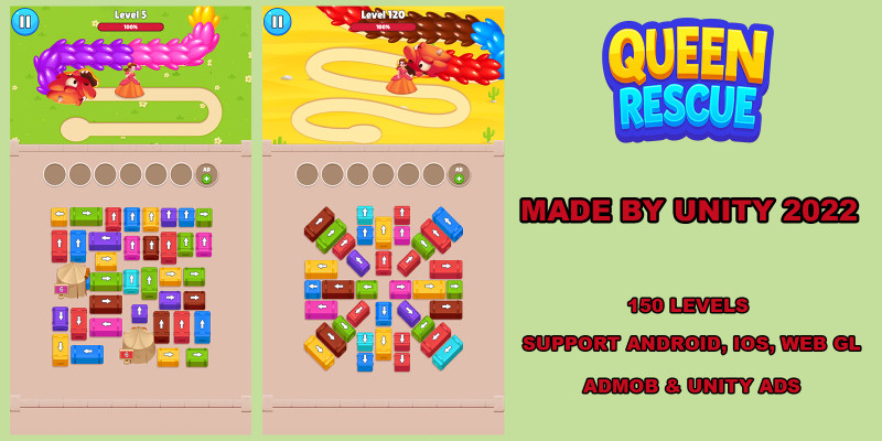 Queen Rescue - Dragon Puzzle Unity Source Code