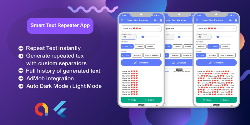 Smart Text Repeater – Flutter Source Code