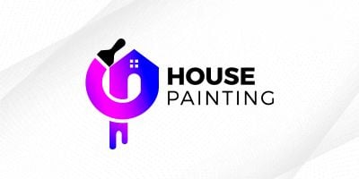 Digital House Painting Brush Logo Design