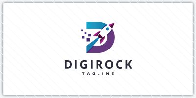Digital Rocket D Letter Logo