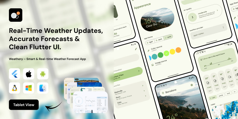 Weathery – Smart Real-time Weather Forecast Flut