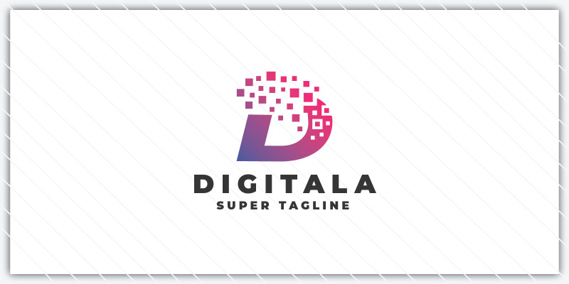 Pixelated D Letter Logo