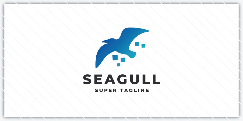 Seagull Bird Pixel Logo