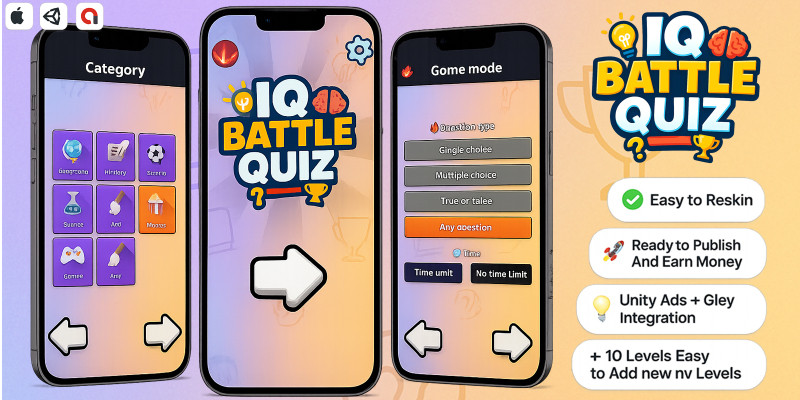 IQ Battle Quiz - Casual Mobile Unity Game