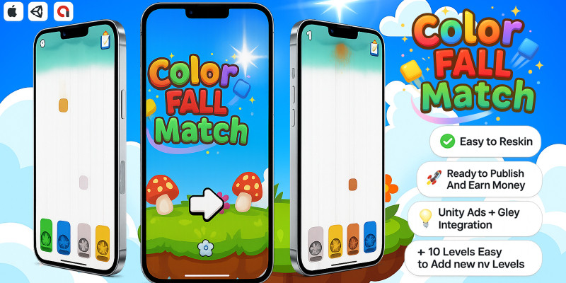 Color Fall Match - Casual Mobile Unity Game