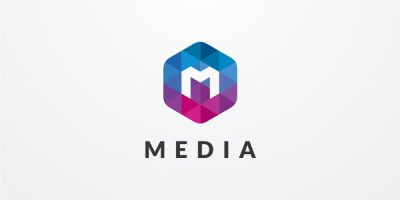 Letter M Hexagon Pixel Logo Design Vector v.08