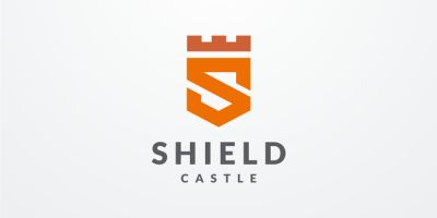 Shield Castle Letter S Logo Design Vector