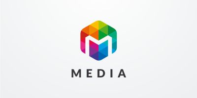 Letter M Hexagon Colorful Logo Design Vector v.07