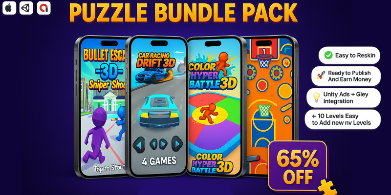 4-In-1 Hyper Casual Mobile Games Bundle