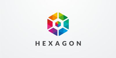 Colorful Hexagon Geometric Pixel Logo Vector