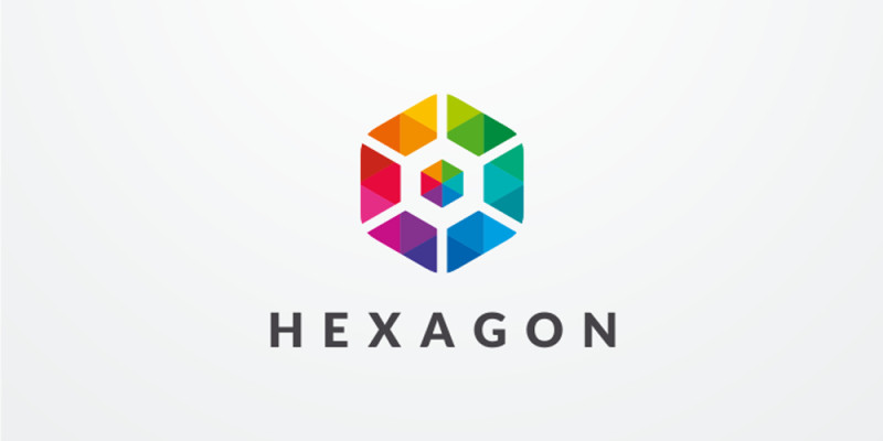 Colorful Hexagon Geometric Pixel Logo Vector