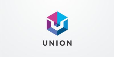 Letter U Hexagon Geometric Logo Design Vector v06