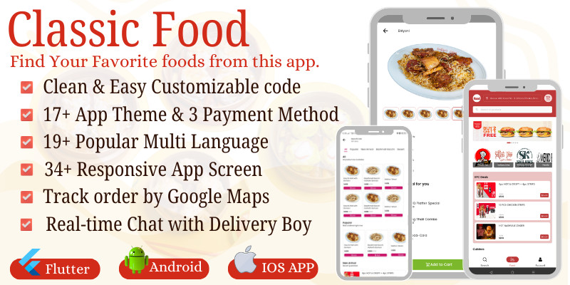 Classic Food Delivery App Flutter UI Kit