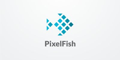 Pixel Fish Logo Design Vector