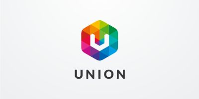 Letter U Hexagon Colorful Logo Design Vector v04