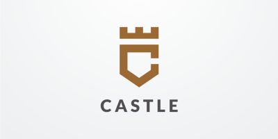 Castle Letter C Logo Design Vector v05