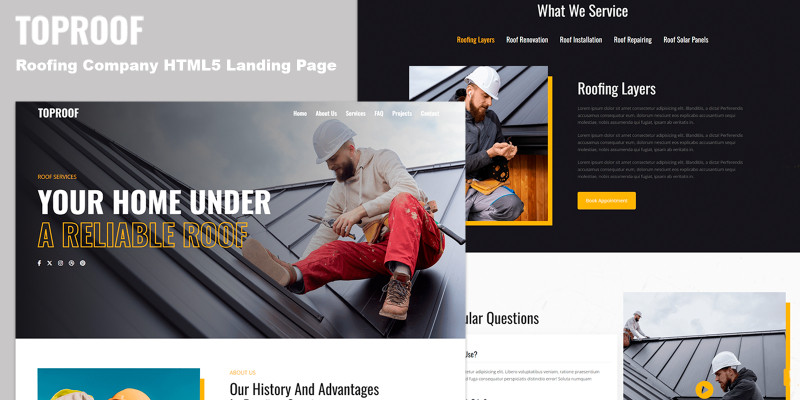 Toproof - Roofing Company HTML5 Landing Page