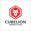 Geometric Lion and Cube Logo