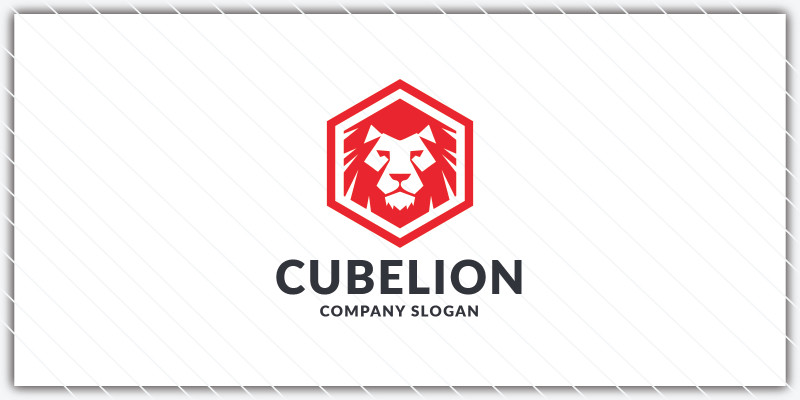 Geometric Lion and Cube Logo