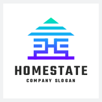 Abstract Geometric House and H Letter Logo