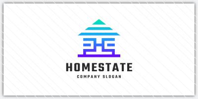 Abstract Geometric House and H Letter Logo