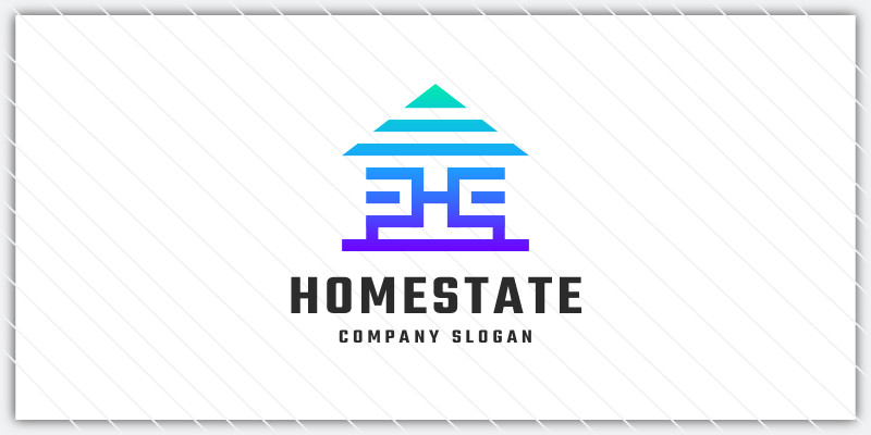 Abstract Geometric House and H Letter Logo