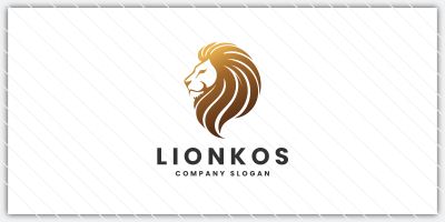 Golden Lion Head Logo