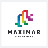 Abstract Pixel Letter M Logo