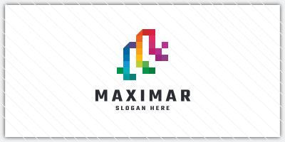 Abstract Pixel Letter M Logo