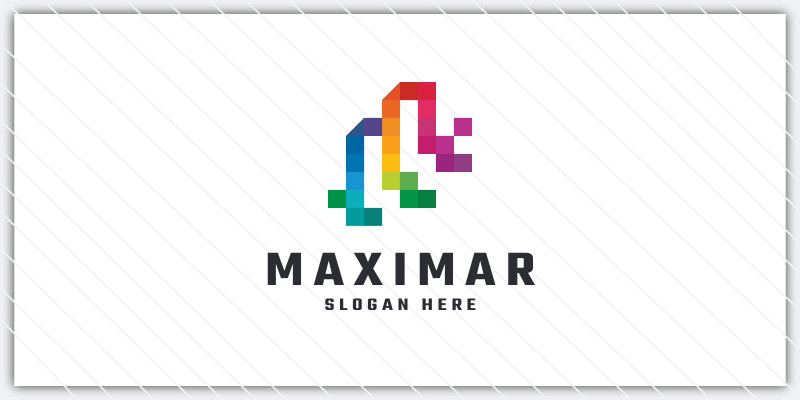 Abstract Pixel Letter M Logo