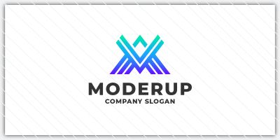 Abstract Letter M and Mountain Logo