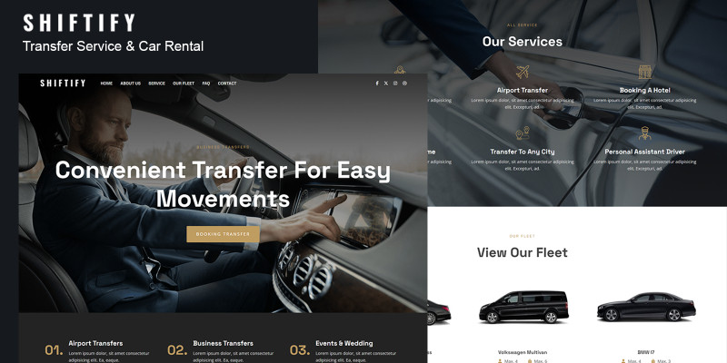 Shiftify - Сar Rental Landing Page HTML