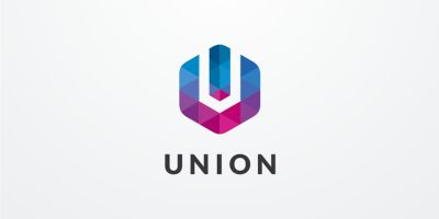 Letter U Hexagon Pixel Logo Design Vector v08